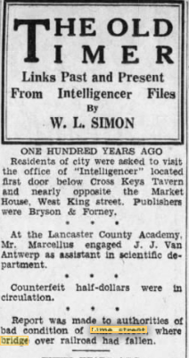 1937 Intelligencer Journal clipping, "The Old Timer"